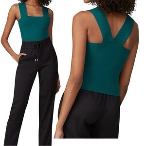 NWOT House of Harlow 1960 Teal Green Sleeveless Compression Sculpt Tank Crop Top